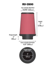 K&N UNIVERSAL CLAMP ON AIR FILTER  RU-2800