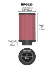 K&N UNIVERSAL CLAMP ON AIR FILTER RU-3020