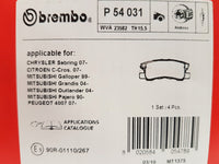 BREMBO P54031 ,  ,04-10 MITSUBISHI GRANDIS , PAJERO, REAR